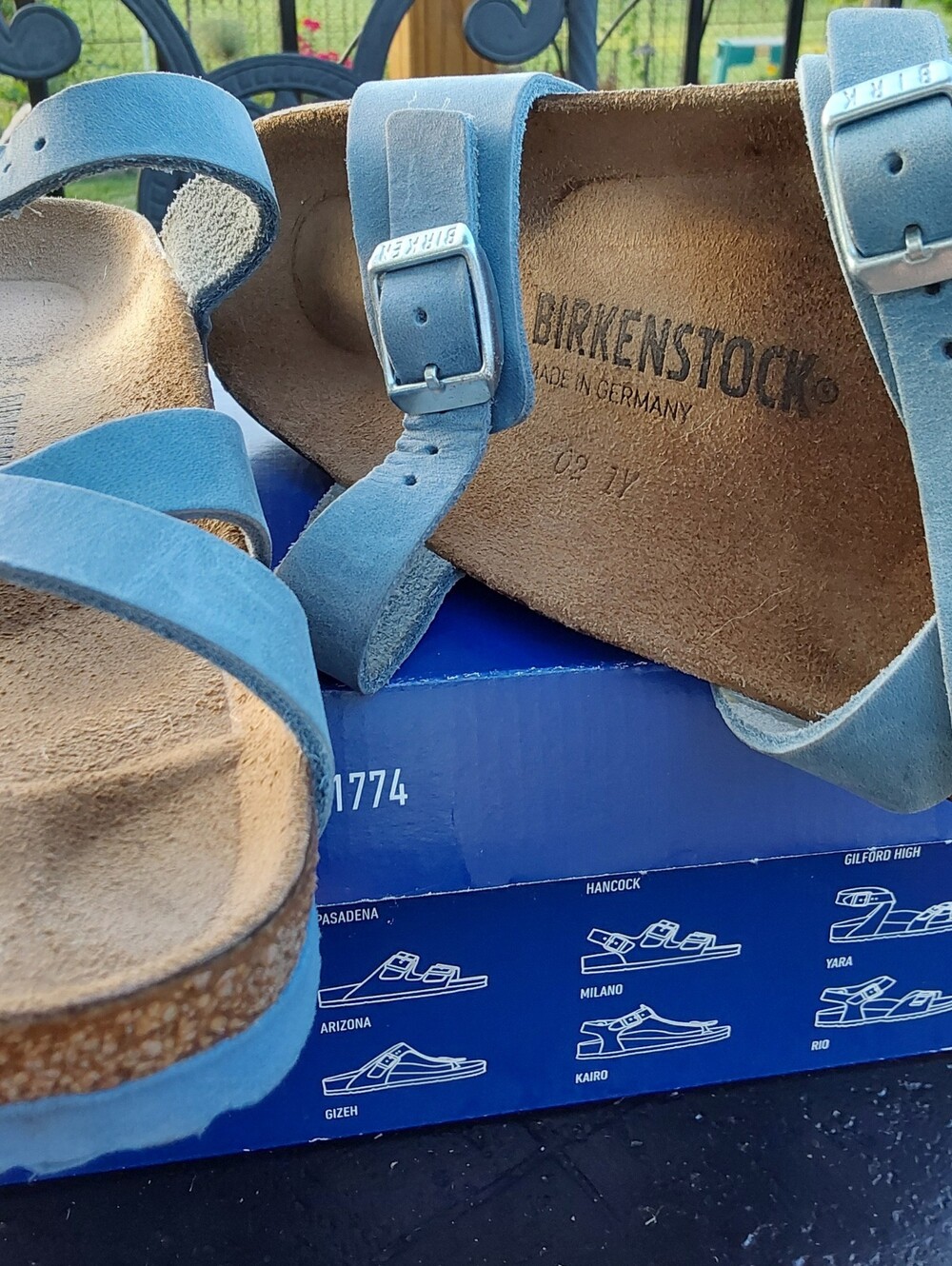BIRKENSTOCK BLUE FRANCA NUBUCK SUEDE SANDALS 8 - Picture 3 of 5